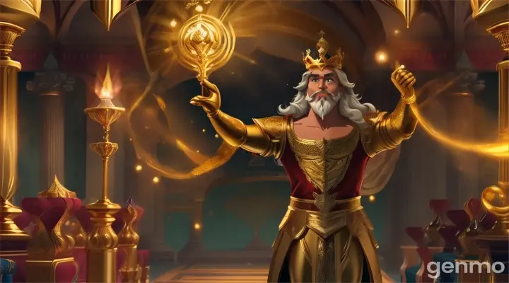 make an animated video of:  there lived a king named Midas.