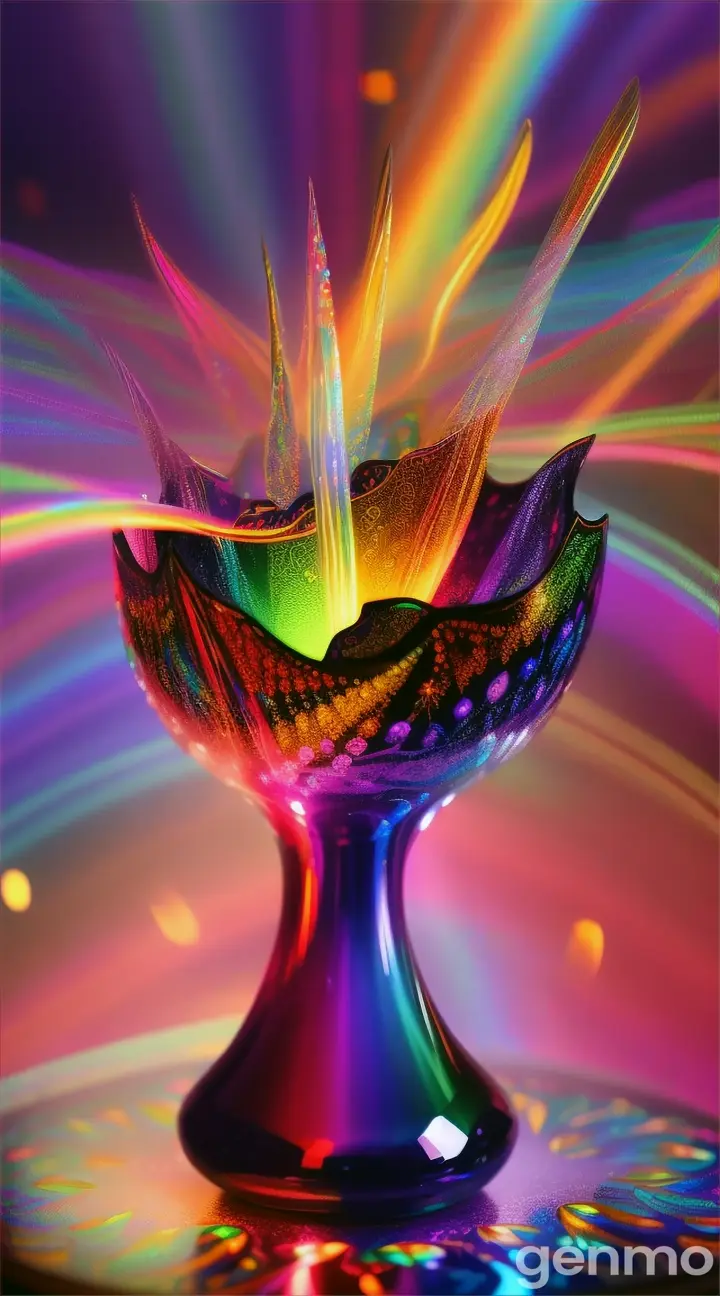 Rainbow magic vase , beautiful, cute, multicolored fractals, glitter, rainbow fractals, background cute bokeh 