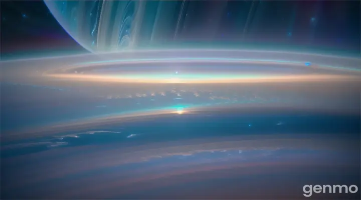 High above Saturn's surface, noctilucent clouds shimmer in the twilight. These clouds, composed of ice crystals and fine cosmic dust, glow with a silvery-blue light as they catch the last rays of the sun. The sight of these glowing clouds drifting across the sky is a nightly spectacle, inspiring awe and wonder among all who gaze upon them. Their presence adds an ethereal quality to Saturn's already mystical atmosphere
