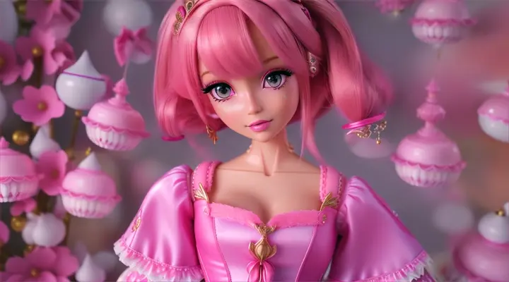 anime barbie with pink hair: story music:" more dolls