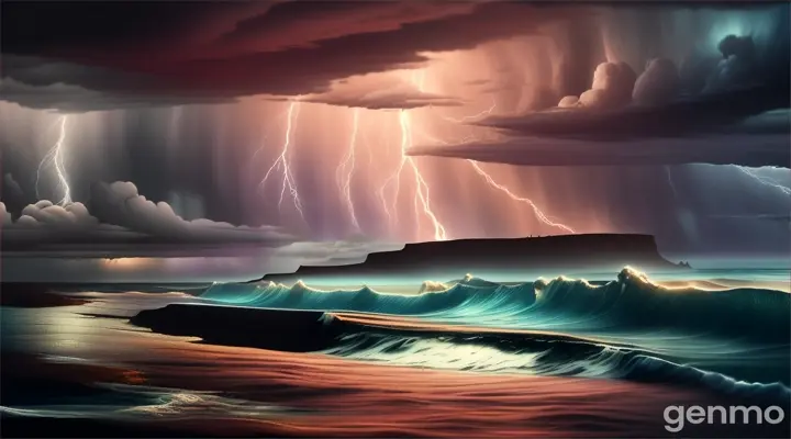 A land way in stormy ocean cartoon image 