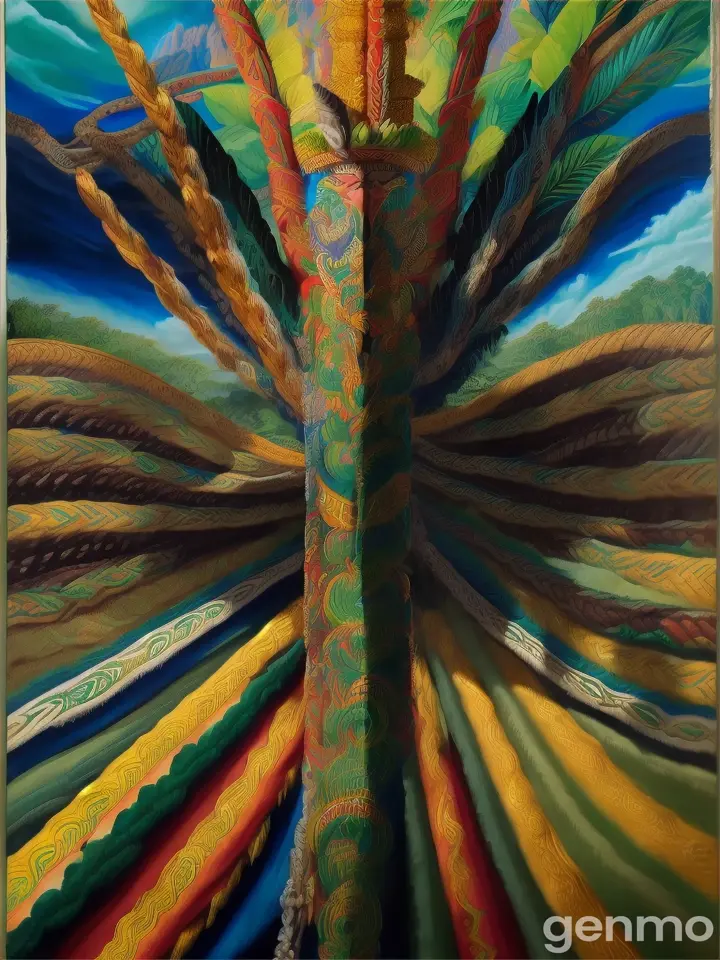 a painting of a quetzalcoatl with a spear and a snake
