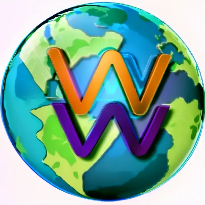 a blue and green globe with a w on it