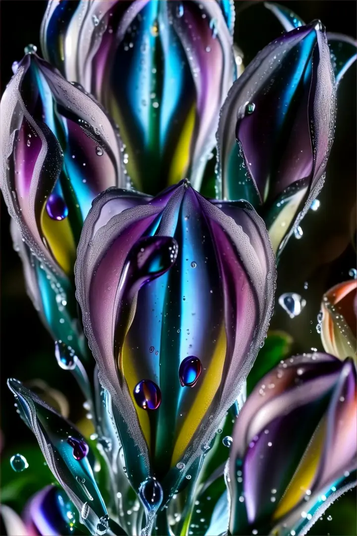 a realistic video in HD a close up of a flower with water droplets on it