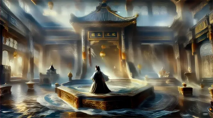  Chinese ancient story .
do not change the main character in the picture from the original picture.
request all the waters are wings., advertising style