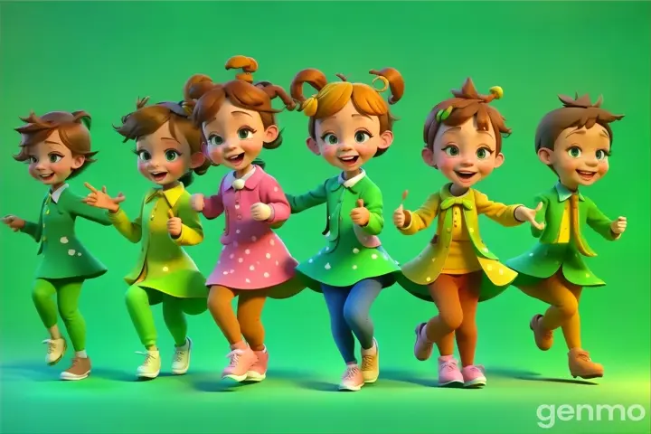 a group of cartoon children standing next to each other