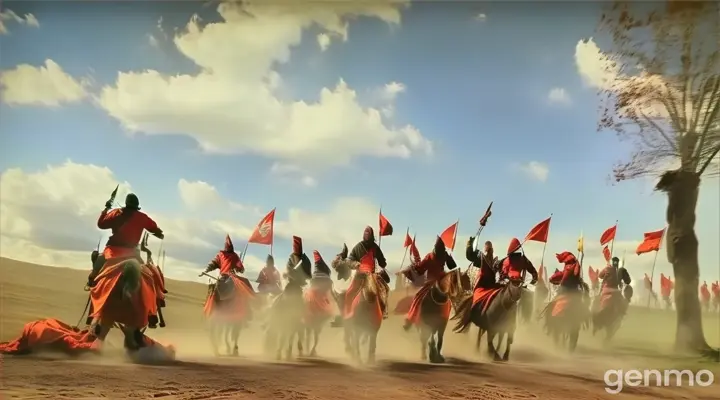 a group of men riding on the backs of horses in 4k hd quality 