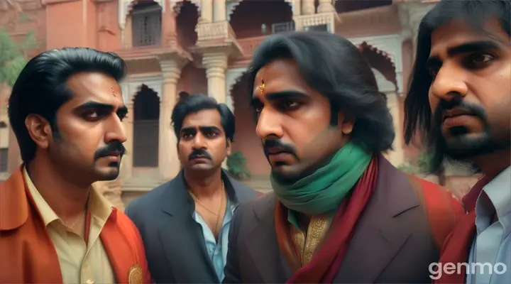 Ravi discussing with his friends, deciding to visit the haunted haveli.