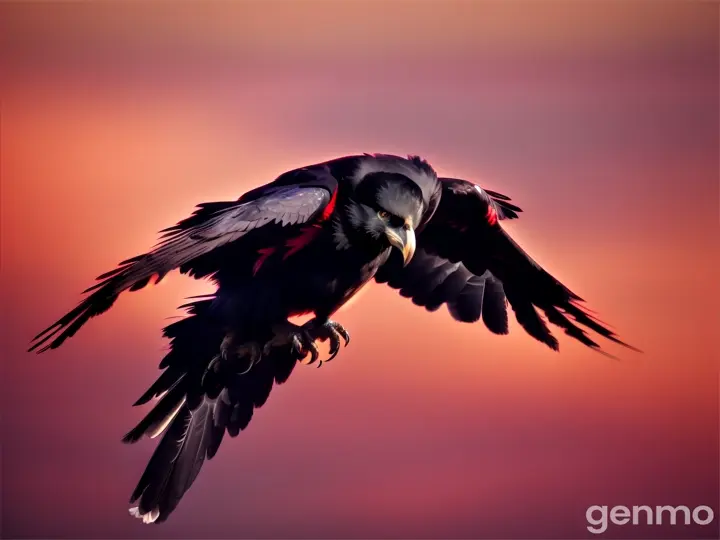 Shadow of the black raven is flying