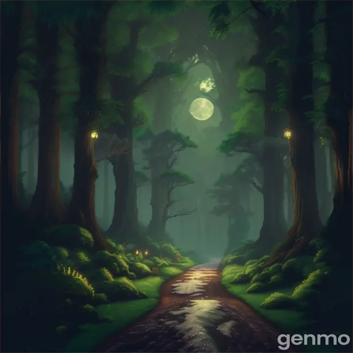 pixel art, dark dense forest