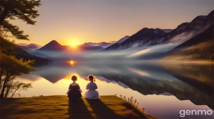 Create a Beautiful Image of the Dawn and People Contemplating Video