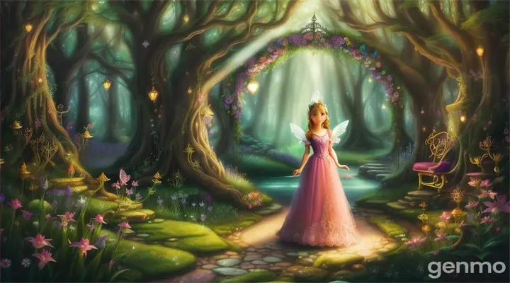 Once upon a time in a magical forest, there lived a kind-hearted fairy named Lily...cartoon