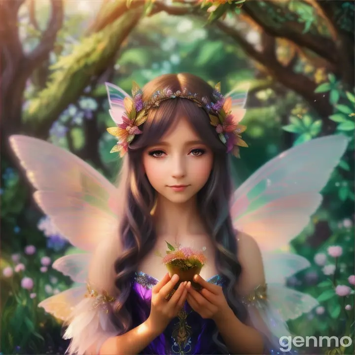 Beautiful Little fairy with magical seeds