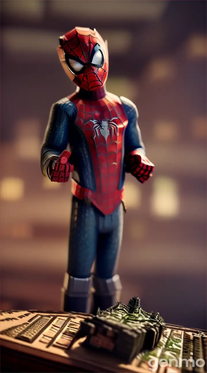 minecraft Spider-Man Pork in Old library in jungle, 4K.