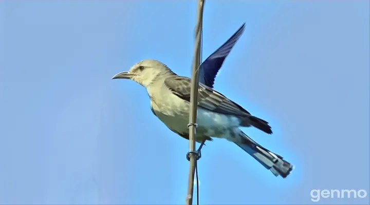 a bird sitting on top of a power line