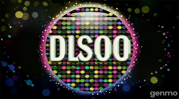 a disco logo with colorful dots on a black background