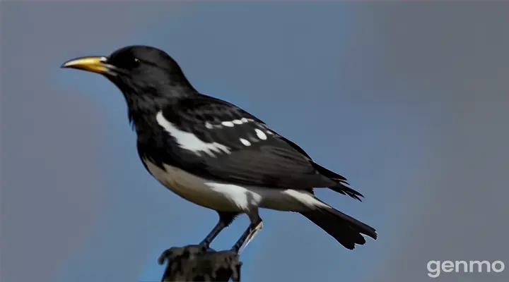 a black and white bird sitting on top of a tree