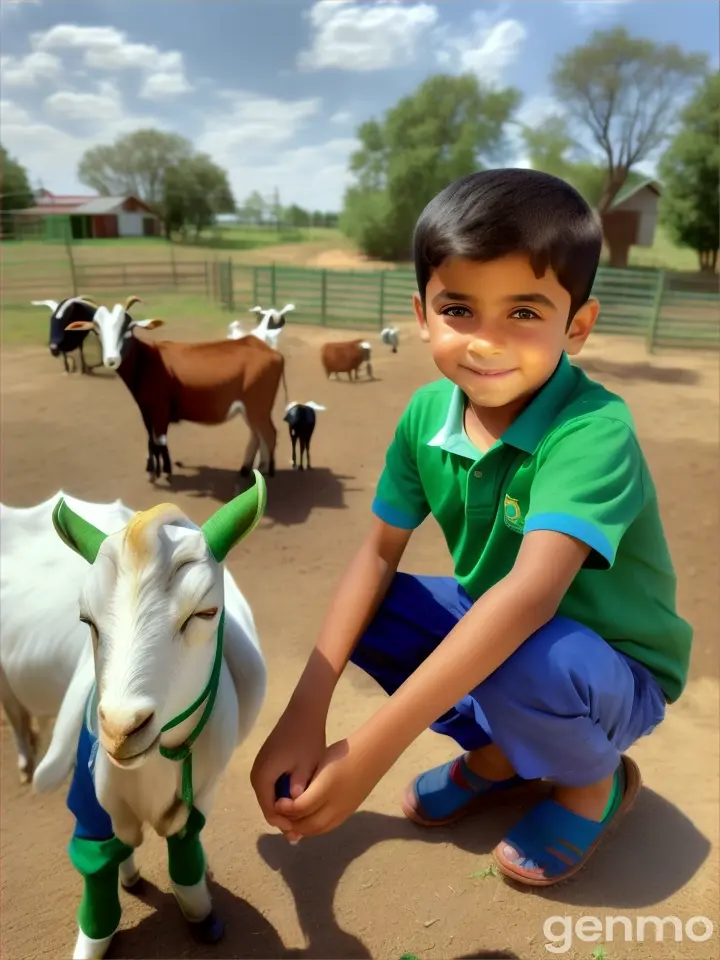 Ali 7 sal Ka baccha ha ali green shirt aur blu pant pahani dopahar ko use achanak khayal Aaya ke bakriyon ko Pani pilaya Nadi se