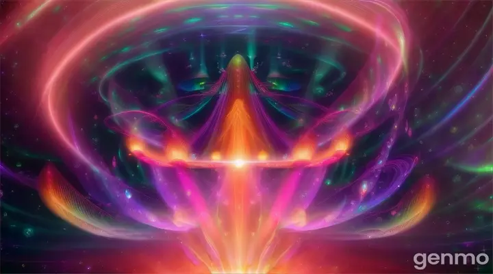 Saturnian families possess ethereal, semi-translucent bodies that shimmer with an internal glow, reflecting the planet's stunning auroras. Their elongated, graceful forms are adorned with intricate patterns that change color with their emotions. These beings communicate through vibrant rays emitted from their mouths, which convey thoughts and emotions in a spectrum of colors and patterns, or through a deep intuitive connection that transcends physical expression. Their eyes, large and luminescent, can also transmit silent messages, making their interactions a harmonious blend of light, color, and empathetic understanding.