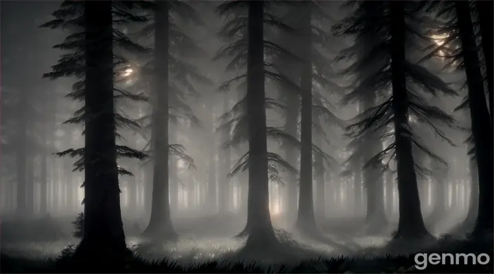 night time forest zoom in