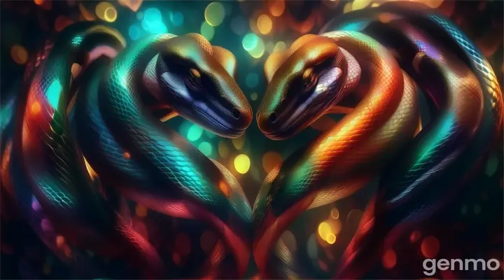 a couple of snakes making a heart shape