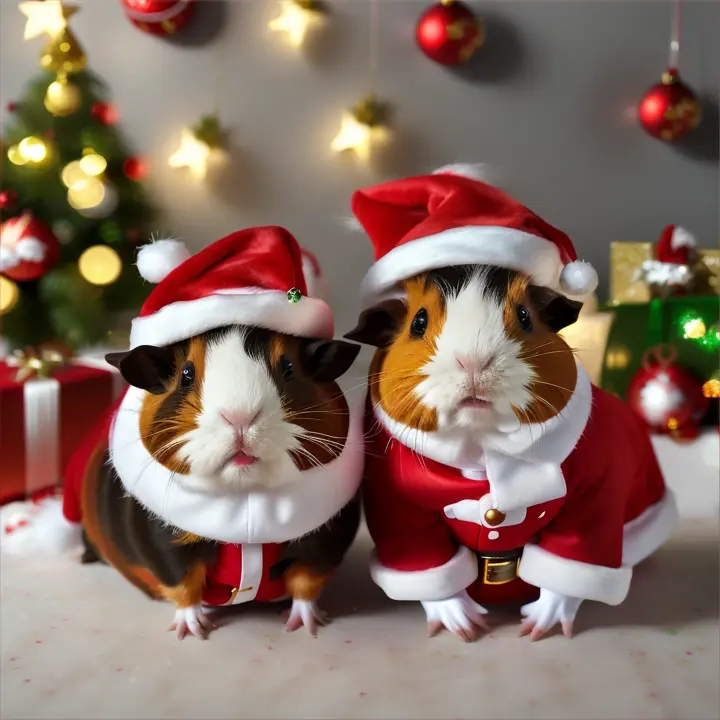 guinea pigs dress like santa 