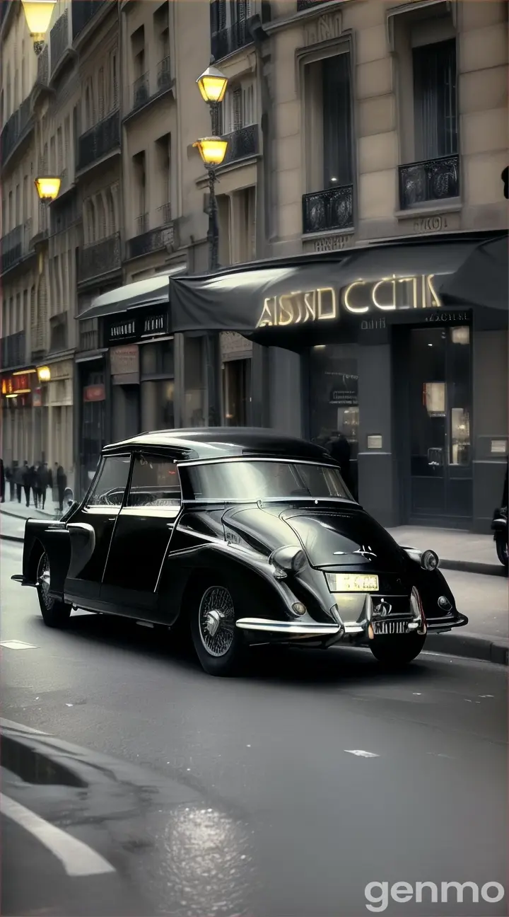 à Paris, en 1962, une  citroen DS noire qui recoit des tirs de fusils