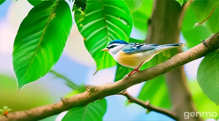 a small bird perched on a branch of a tree