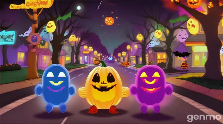 animated pacman ghosts trick or treating