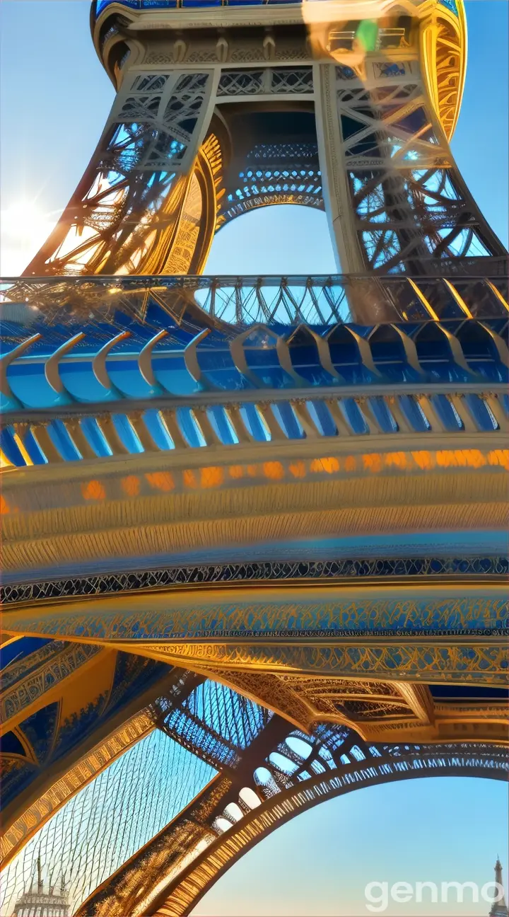 The Olympic rings on the Eiffel Tower
