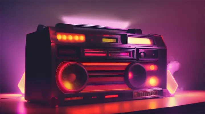 a boombox playing on top of a stage