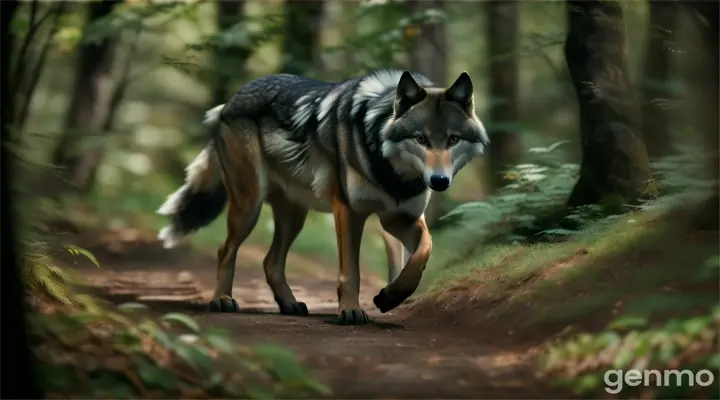 Imagine wolf moving gracefully through the forest, her keen senses alert as she searches for food