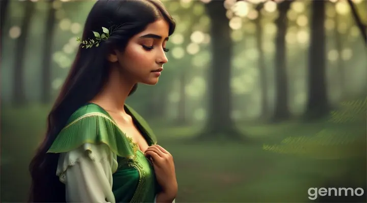 "A gentle breeze rustles the leaves, and a soft, melodious voice speaks to Aarya, revealing the presence of the Earth Mother."
