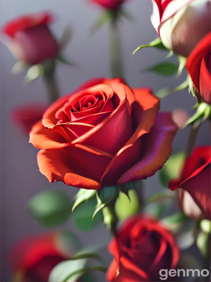 Una hermosa rosa roja bailando 