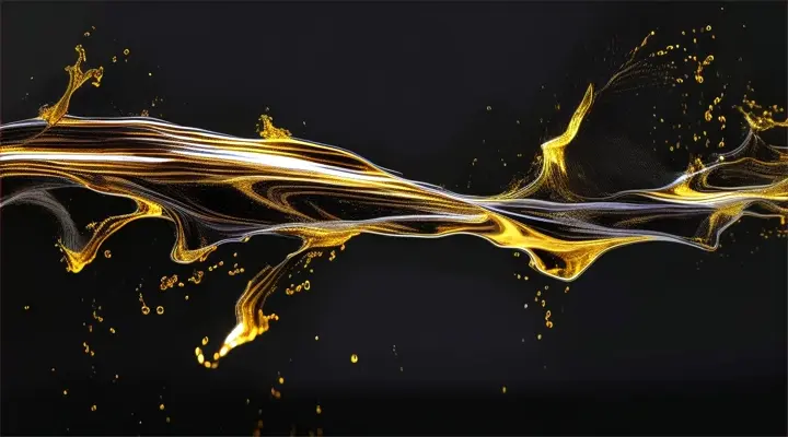 a splash of liquid gold on a black background