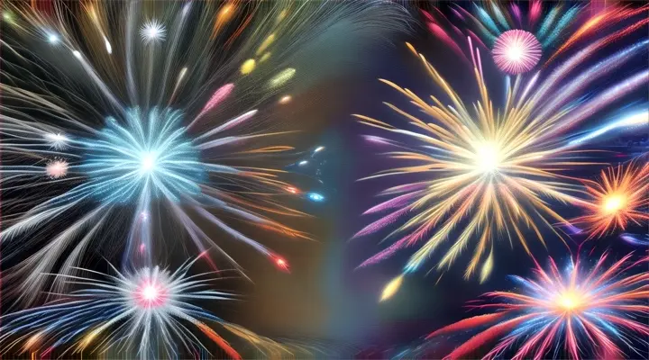 a painting of a bunch of different types of fireworks