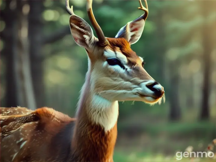 Deer with birds