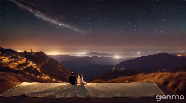 Closing Scene: Eternal Love (Night)

Location: A starry night sky over the city.
Characters: The woman and the man.
(The couple lies on a blanket under the stars, pointing out constellations and holding each other close.)

Song Line: तू मिले, दिल खिले, और जीने को क्या चाहिए, तू मिले, दिल खिले, और जीने को क्या चाहिए

Action: The camera zooms out, showing them as small figures under the vast night sky, symbolizing their endless love and connection.
End Credits Roll: Over scenes of the couple enjoying everyday moments together—cooking, walking along the beach, and simply being happy in each other's presence.

This screenplay captures the passionate and romantic essence of the song, showcasing the stylish man and beautiful woman's journey through love, intimate moments, and eternal bond