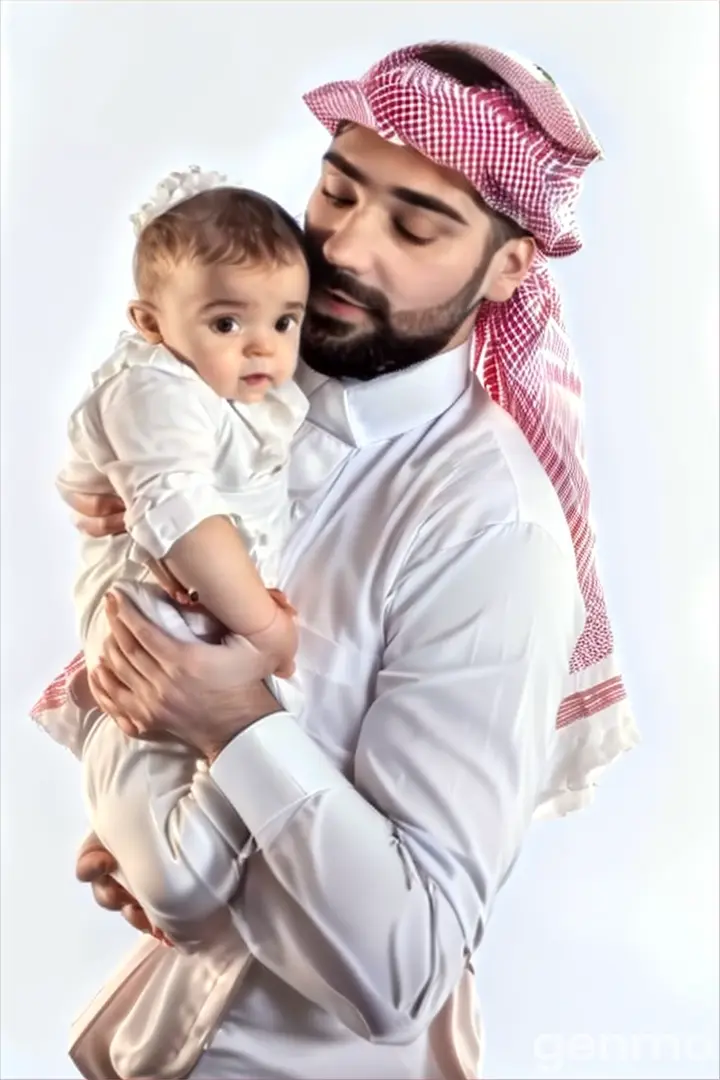 a man holding a baby in his arms