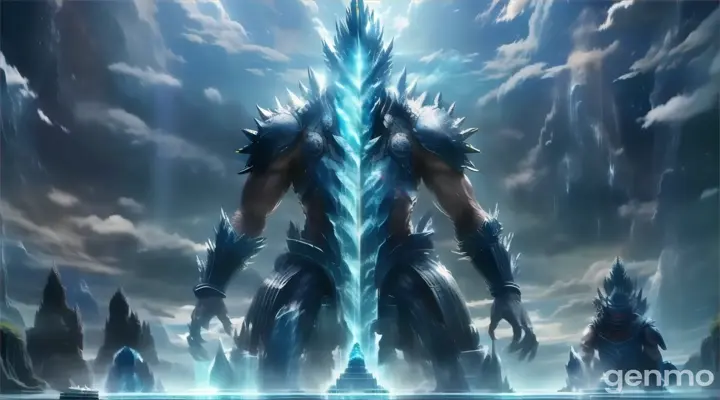 a giant monster standing in the middle of a body of water