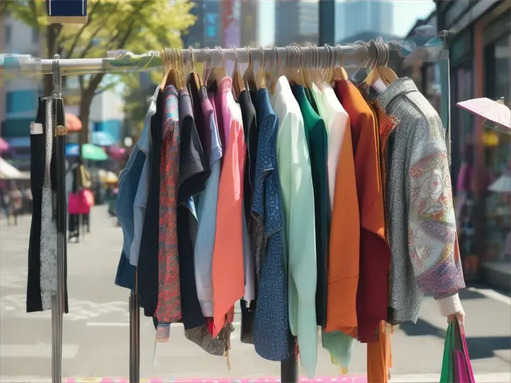 clothes rail outside a shop