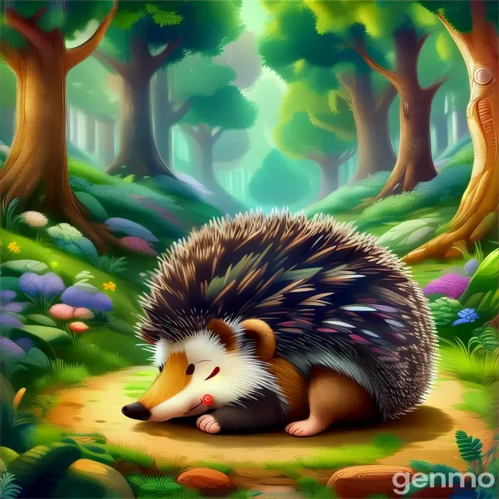 a hedgehog sleeping in the middle o