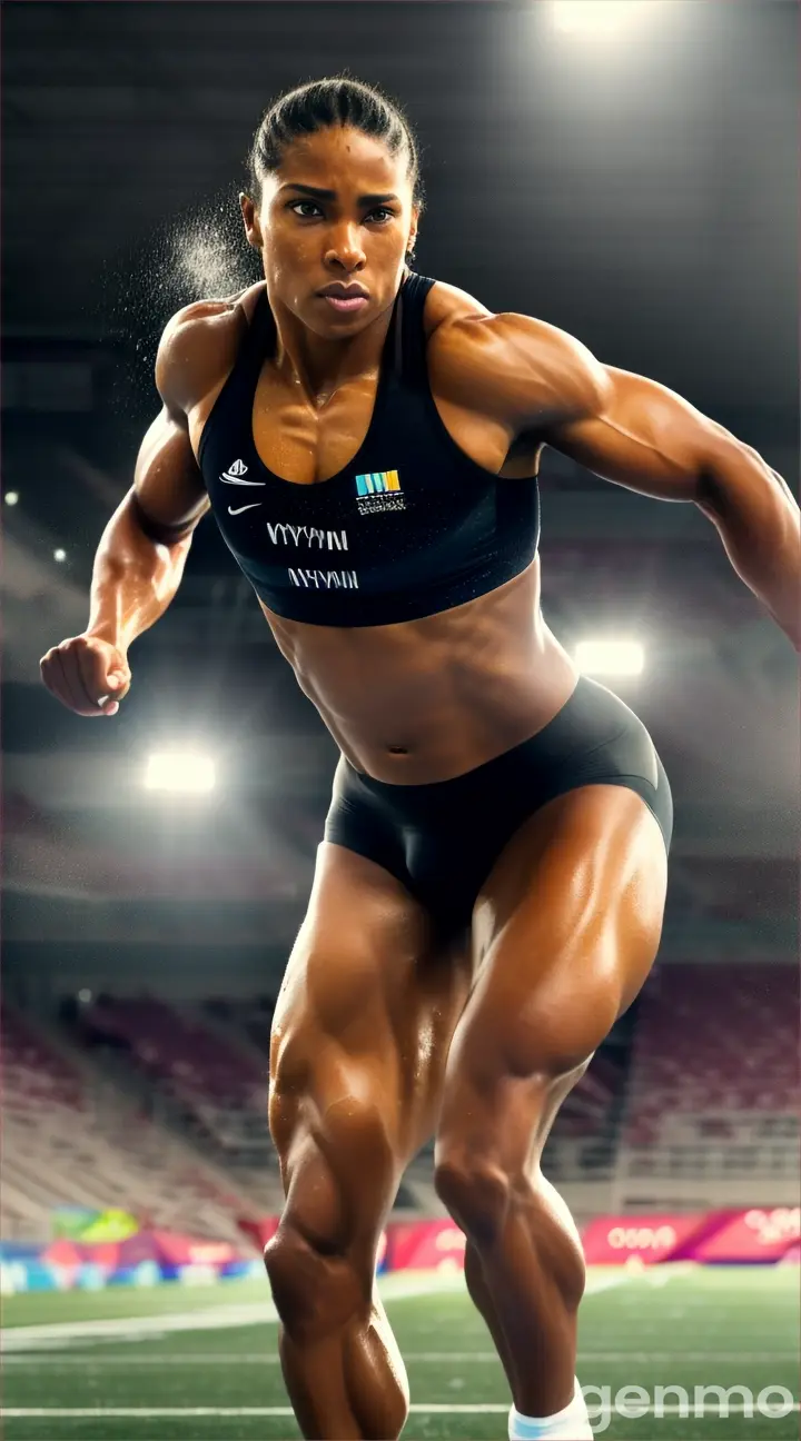 Olympic athlete in extreme physical movement