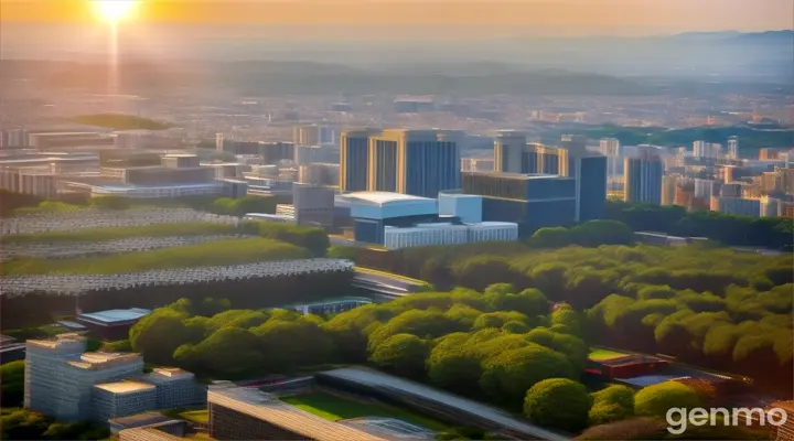 drone view over osaka university with its university campus