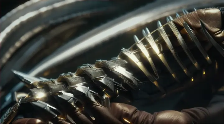 realistic:Close-up of Wolverine's claws retracting as he calms down..