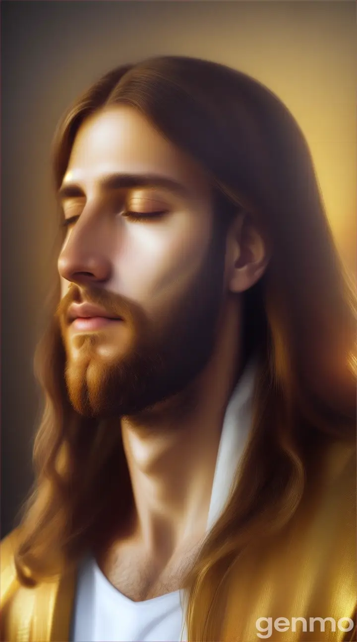 Jesucristo en movimiento zoom E DELL con luz brillante inspira paz primer plano Jesucristo rostro zoom 