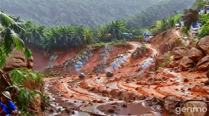 a road that has a bunch of mud on it