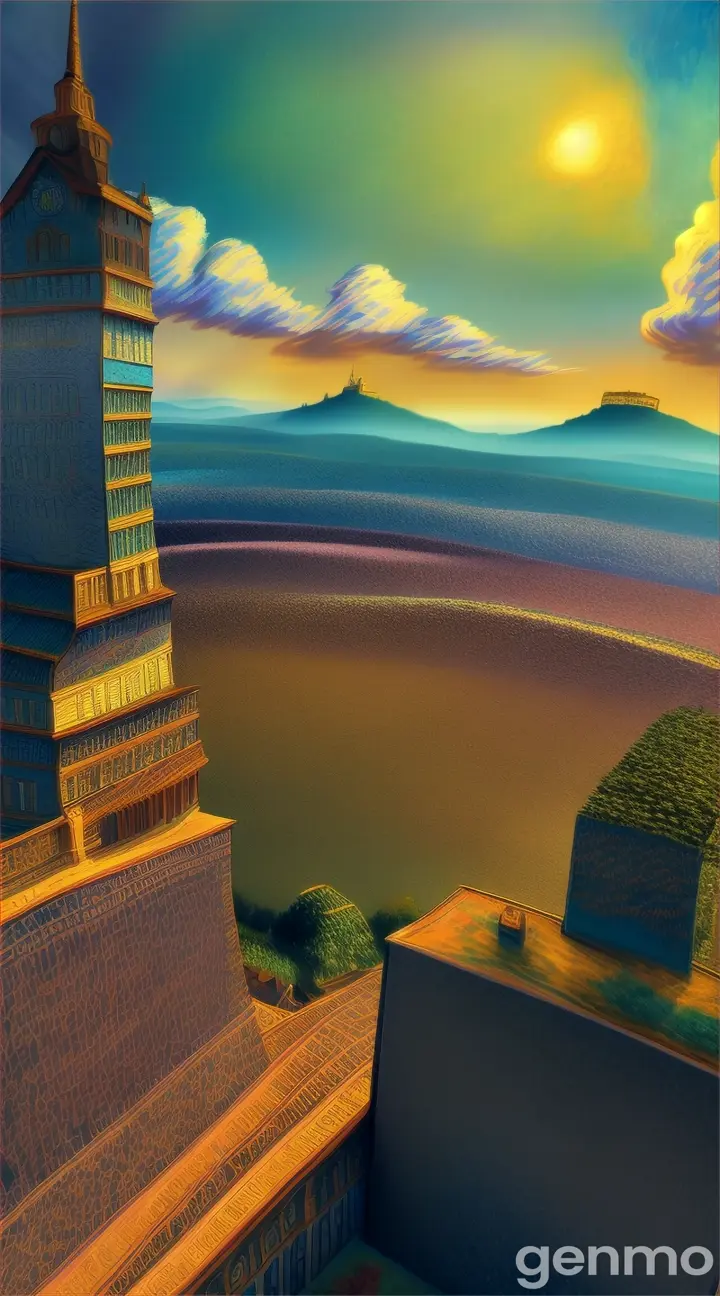 Graffiti-style magic landscape in the vein of Van Gogh, combining beautiful details with bizarre components; incredibly detailed and aesthetically pleasing; 4K 3D resolution, clear quality, HDR lighting, ultra fine digital painting.