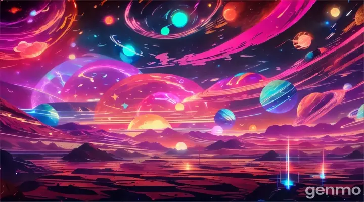 a painting of planets and stars in the sky