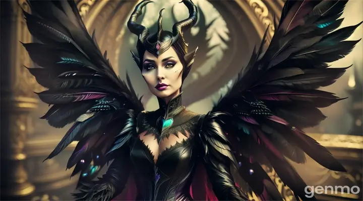 creation of sitting black feather fairy maleficent 16:9